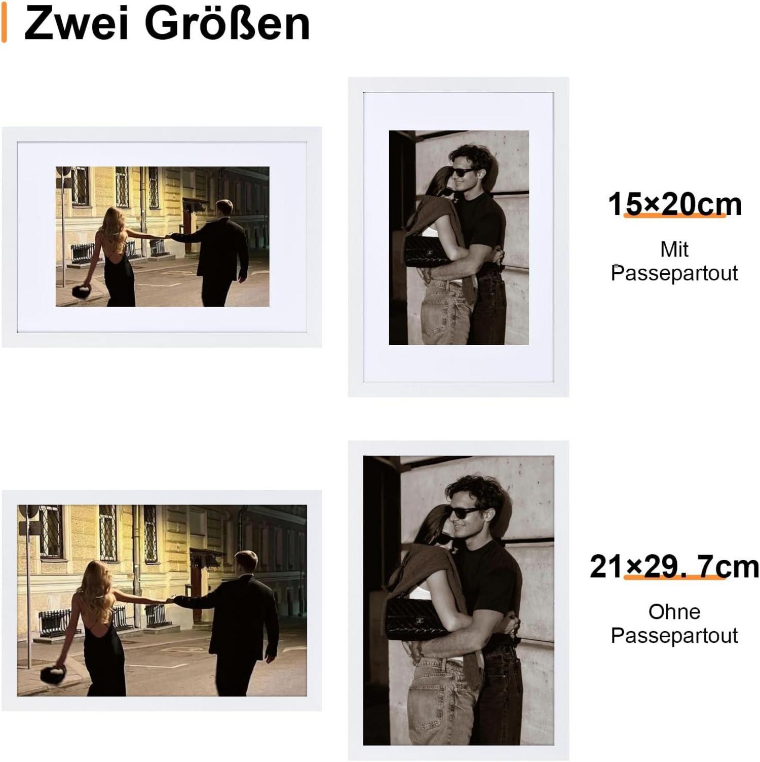 Bilderrahmen DIN A4 21x29.7 cm mit Passepartout Holzrahmen