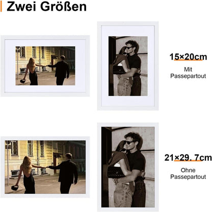 Bilderrahmen DIN A4 21x29.7 cm mit Passepartout Holzrahmen