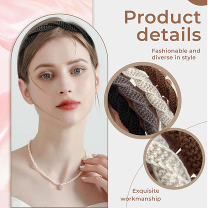 4er Set geflochtene Stirnbänder in Zopfdesign für Damen & Mädchen