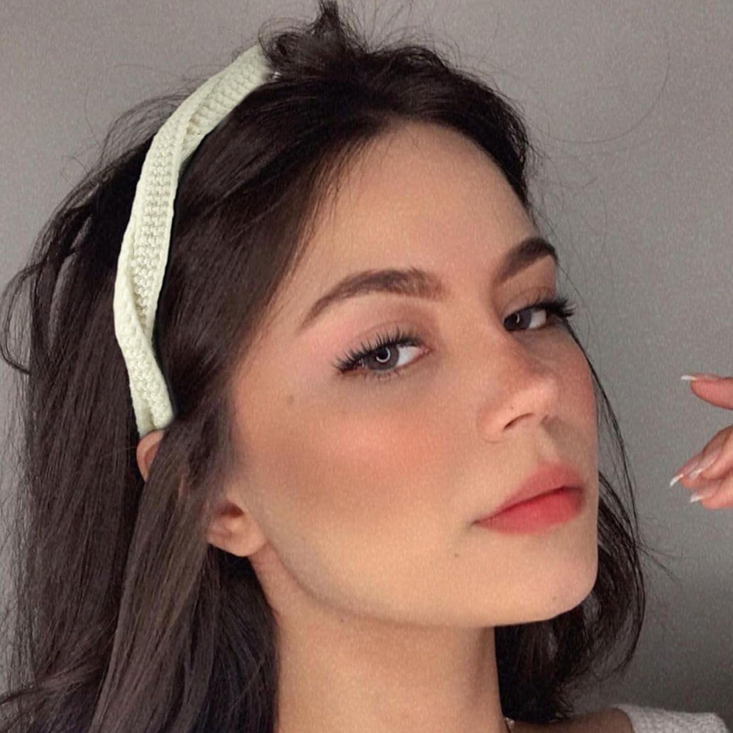 4er Set geflochtene Stirnbänder Damen Mädchen Haarband einfarbig