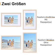 Bilderrahmen 30x40 cm mit Passepartout, Holzrahmen