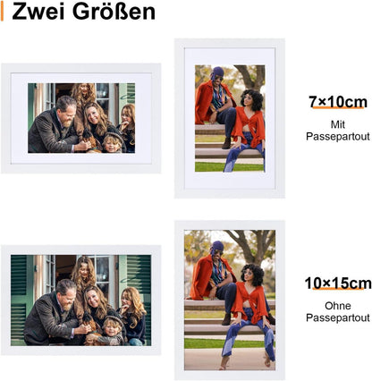 Spotjoy Bilderrahmen 10x15 cm 2er Set Weiß mit Passepartout