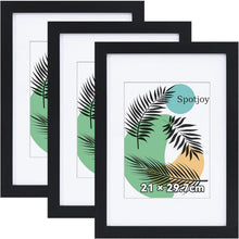 Fotorahmen Set Schwarz DIN A4 3er Pack mit Passepartout