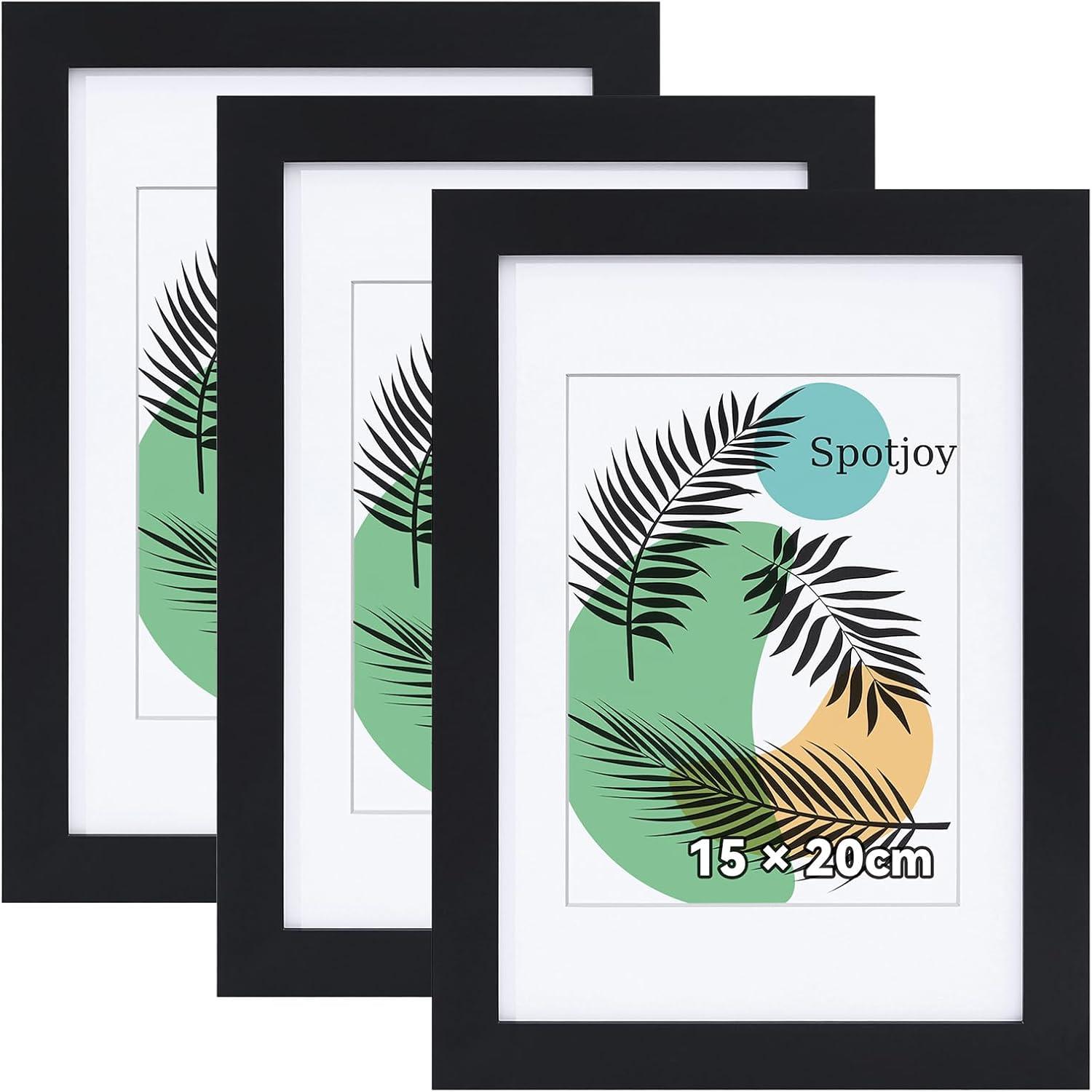 Fotorahmen Set für 15x20 cm Bilder 3-teilig Schwarz Acrylglas