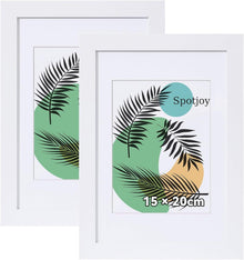 Bilderrahmen Set 15x20 cm 2er Fotorahmen mit Passepartout Acrylglas
