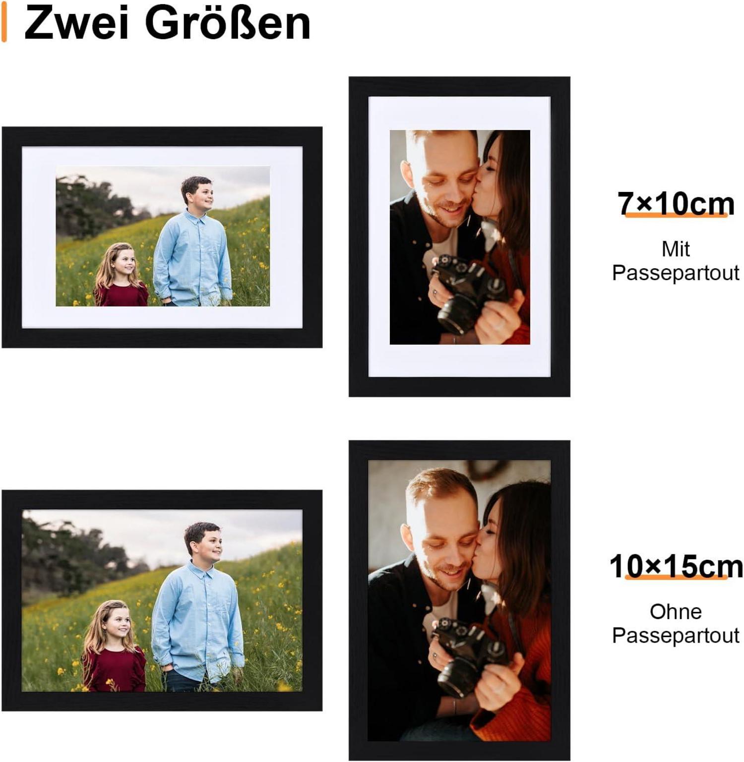 Bilderrahmen 10x15cm 3er Set Holzrahmen mit Passepartout