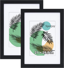 Bilderrahmen Set DIN A4 21x29,7 cm 2er Fotorahmen Holzrahmen Schwarz
