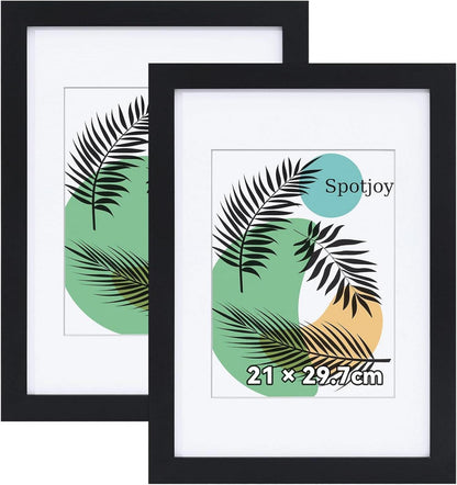 Bilderrahmen Set DIN A4 21x29,7 cm 2er Fotorahmen Holzrahmen Schwarz
