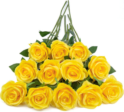 Künstliche Rosenstrauß Hohe Simulation Gelb 12 Stück