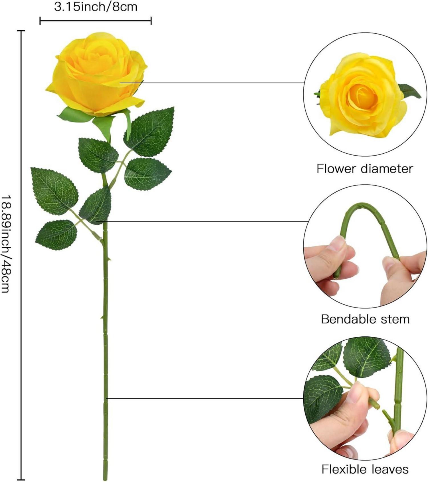 Künstliche Rosenstrauß 12er Set Seide Gelb Simulation Home