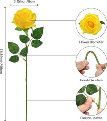 Künstliche Rosenstrauß 12er Set Seide Gelb Simulation Home