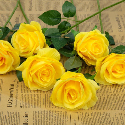 Künstliche Rosenstrauß Hohe Simulation Gelb 12 Stück