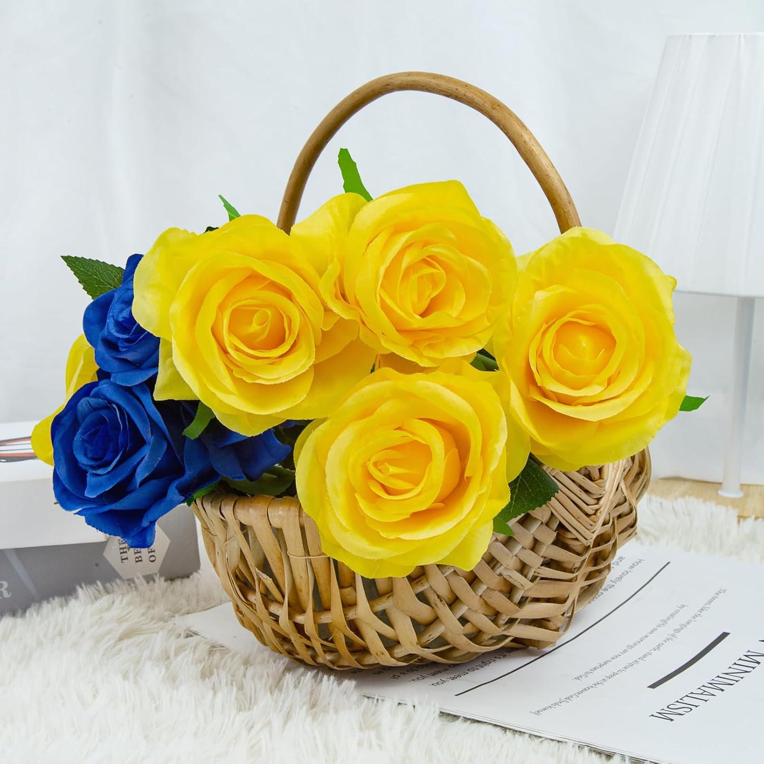 Künstliche Rosenstrauß Gelb 12er Pack Simulation Seide Hochzeit Deko