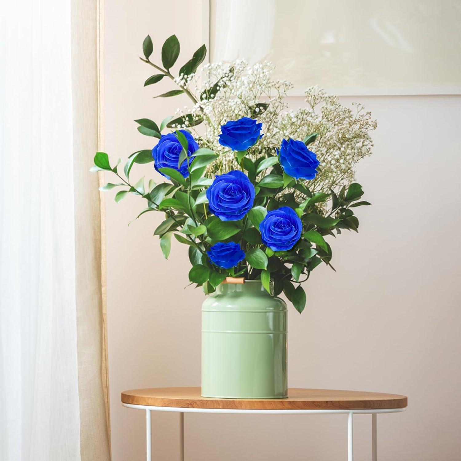 12 Blaue Kunstblumen Langstielige Rosen Realistisch für Zuhause Hochzeit