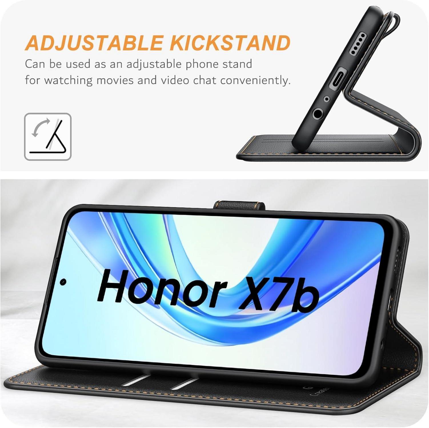 Premium Leder Klapphülle für Honor X7b 90
