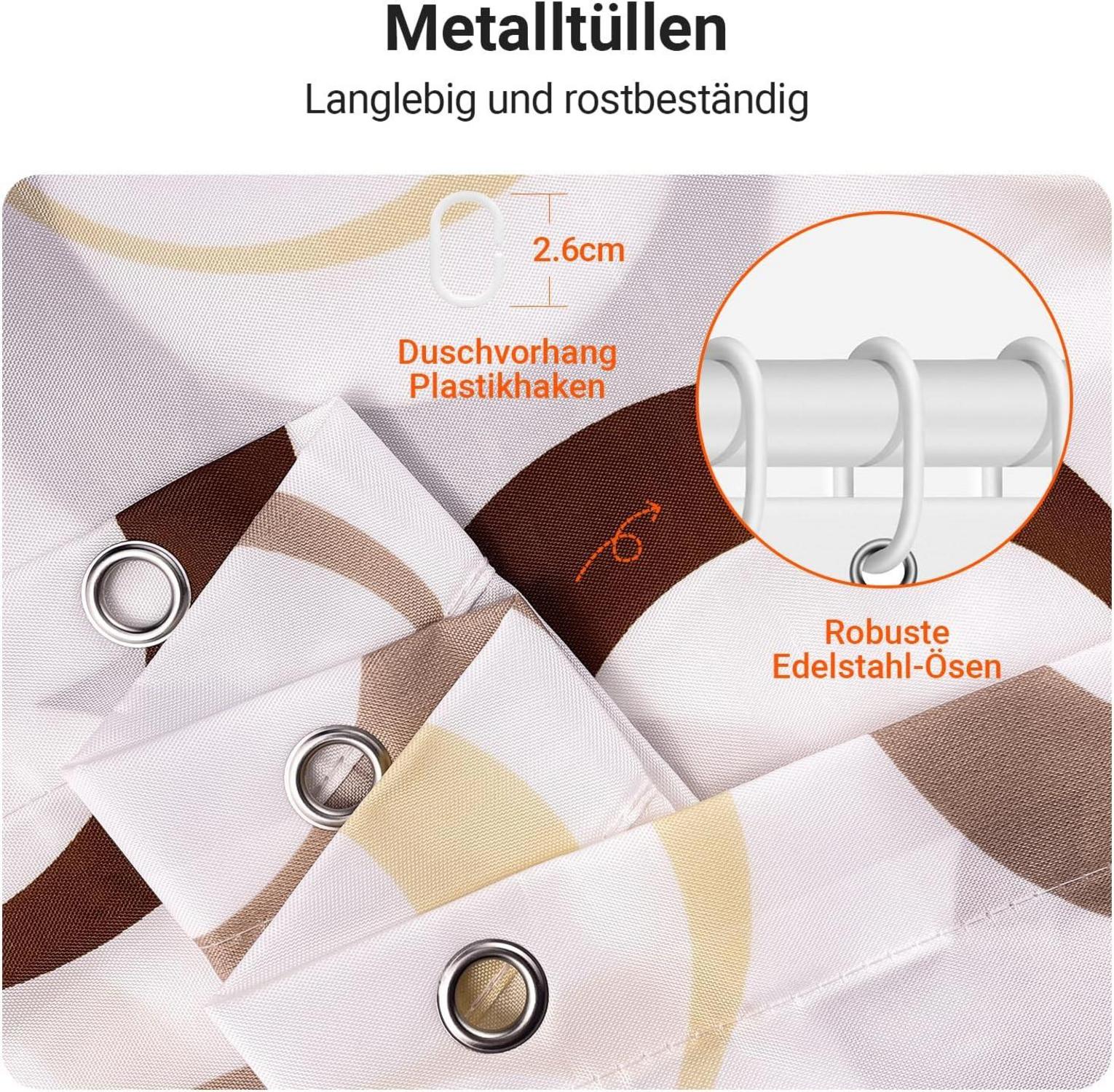 Duschvorhang Kamelfarbe Kreis 280x200cm Textil Wasserabweisend Badezimmer