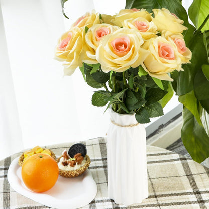 Hywean Homd 12 Stück Champagner-Künstliche Rosen 18,89 Zoll Hochzeit Heimtisch Garten Bürodekoration