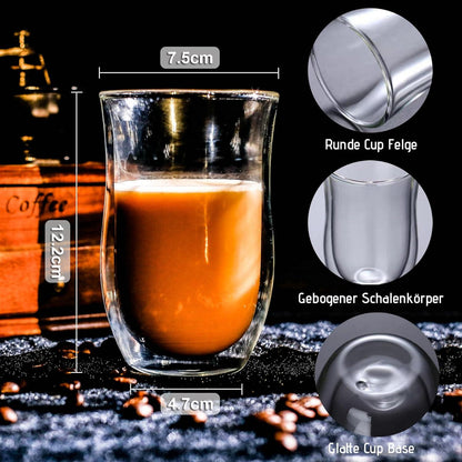 Doppelwandige Latte Macchiato Gläser Set 4x 350ml Thermo
