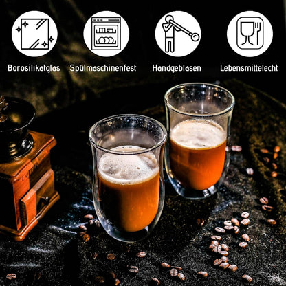 Doppelwandige Latte Macchiato Gläser Set Thermo Kaffee Cappuccino