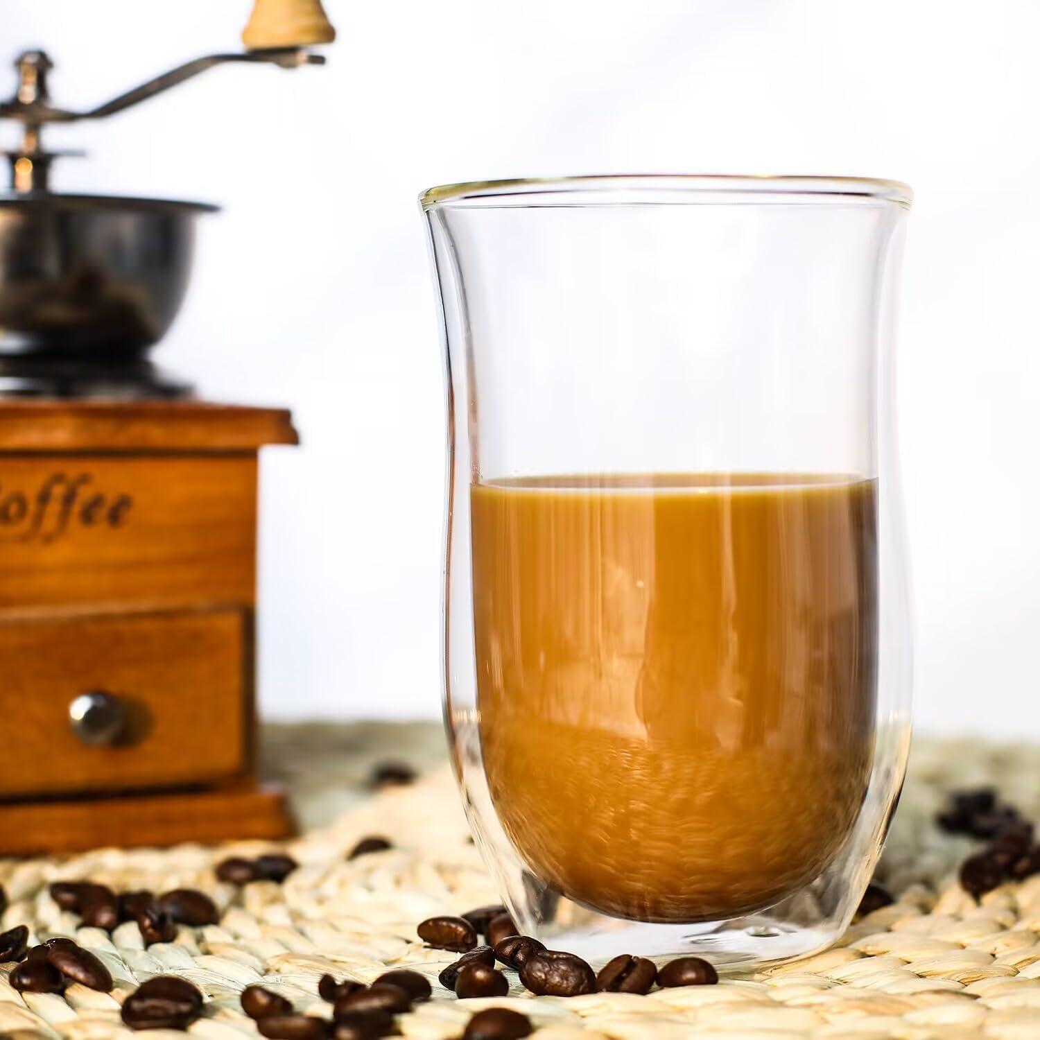 4er Set Latte Macchiato Gläser Doppelwandig 350ml Thermo Glas