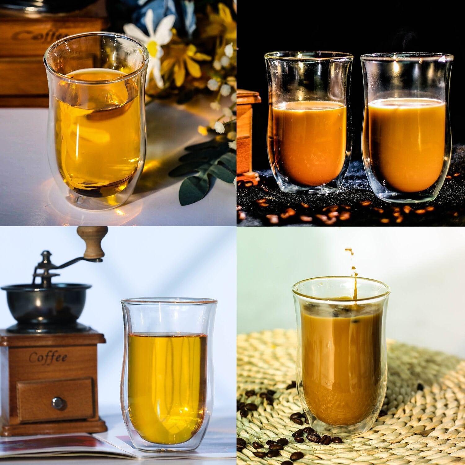 4er Set Latte Macchiato Gläser Doppelwandig 350ml Thermo Glas