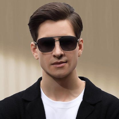 Herren Sonnenbrille Polarisiert Vintage Pilotenbrille Metall UV400 UV-Schutz