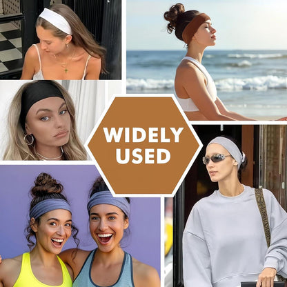 Yoga Headbands 6er Pack Damen Stretchy Cotton Haarbänder Sweatband rutschfest