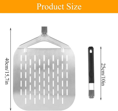 Pizzaschieber Edelstahl faltbar 32,7 cm perforiert - Silbrig