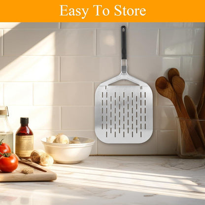 Edelstahl Pizzaschieber 32,7x6x42,5 cm Faltbar Perforiert Silbrig