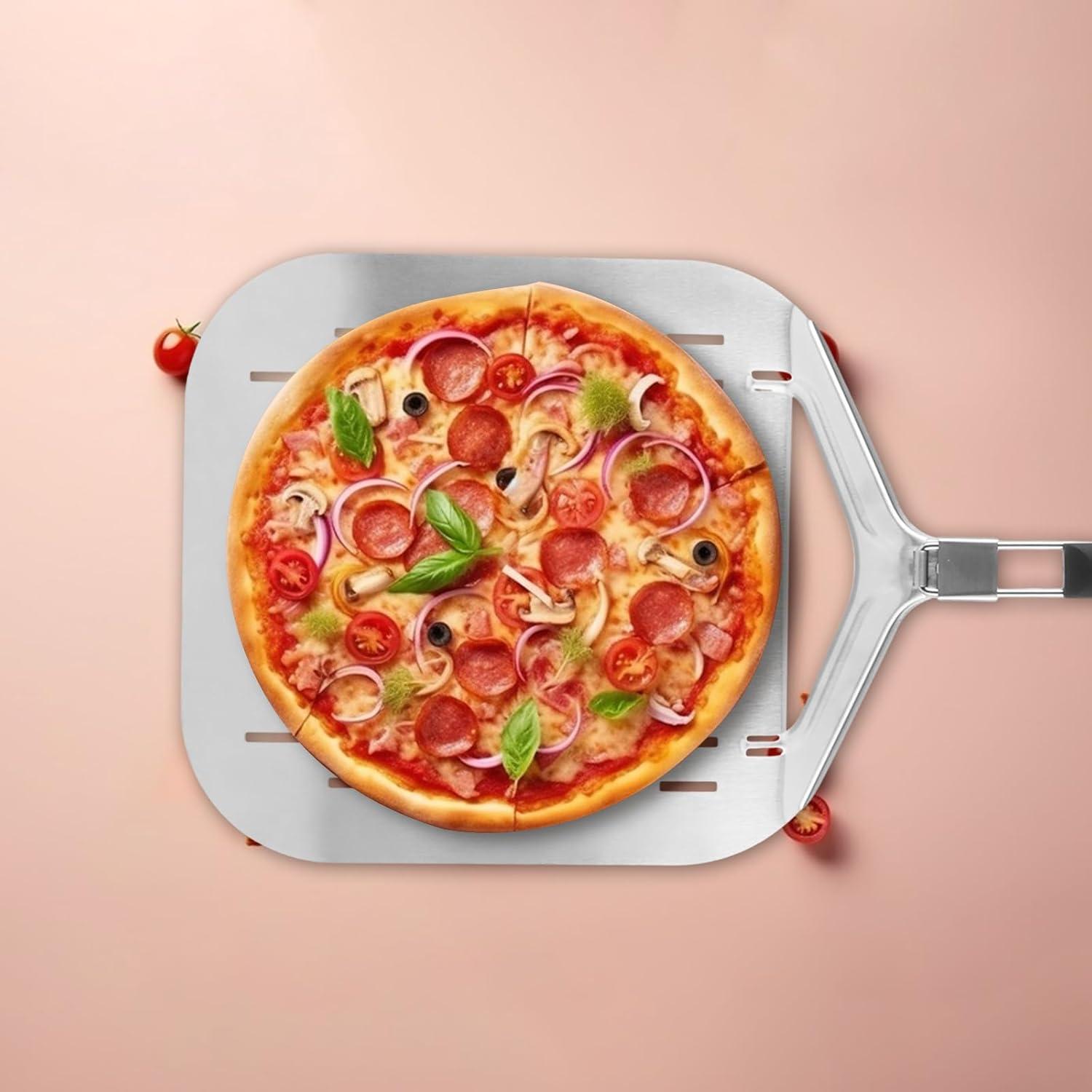 Pizzaschieber Edelstahl Faltbar Perforiert Pizza Schieber 32,7 x 6 x