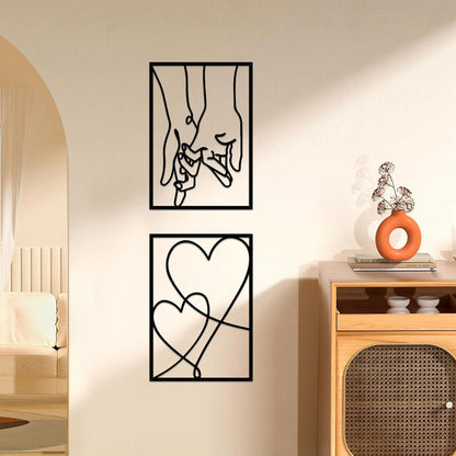 Minimalistische Metall-Wanddekoration 3er Set Valentinstag Liebe Kuss