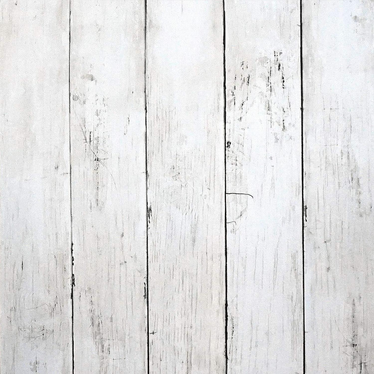 Selbstklebende Holzoptik Wandtapete 44x1000cm - Weiß Vinylfolie