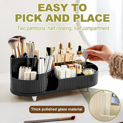 Make-up Organizer 360° Drehbar Schwarz - Kosmetik Aufbewahrung für Schminktisch & Bad