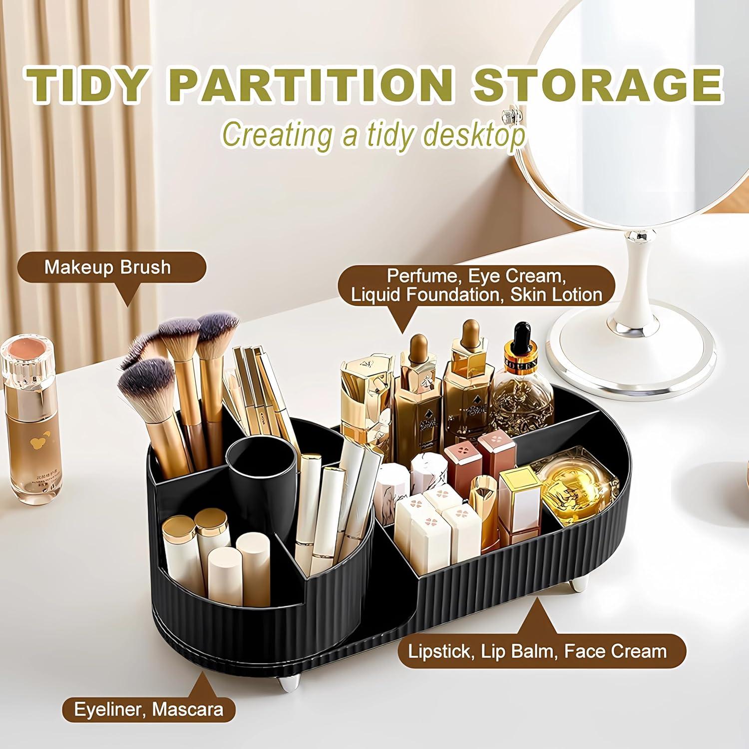 Kosmetik Organizer 2-in-1 Drehbarer Aufbewahrung 360° Schwarz