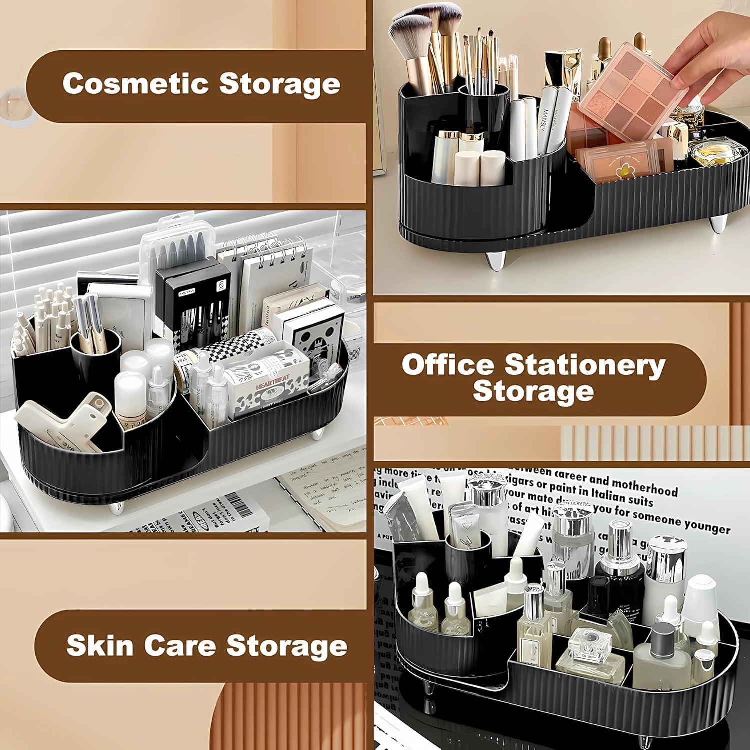 Kosmetik Organizer 2-in-1 Drehbarer Aufbewahrung 360° Schwarz