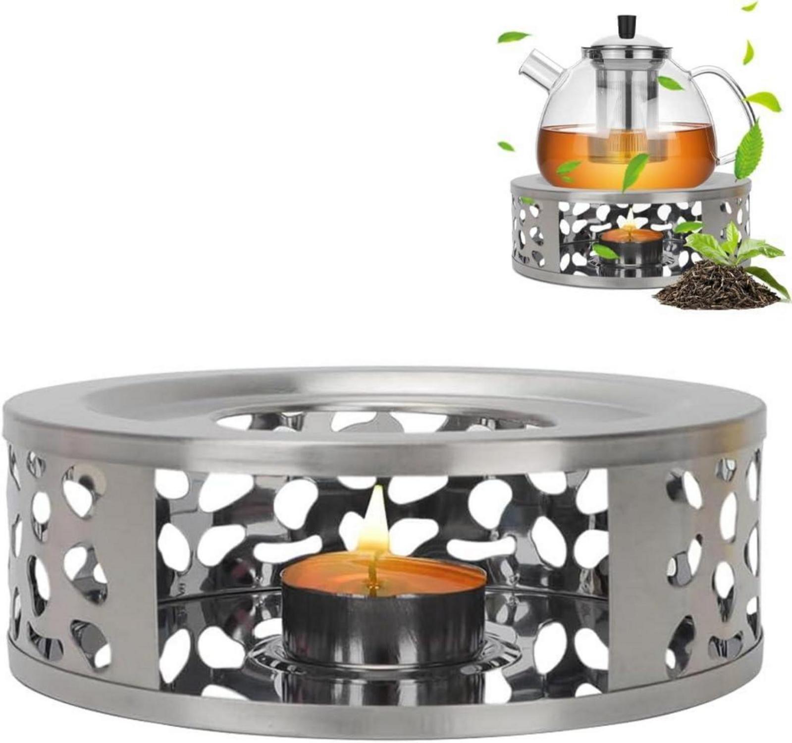 Stövchen Teewärmer Edelstahl Tee Kaffee Heißgetränke Silber