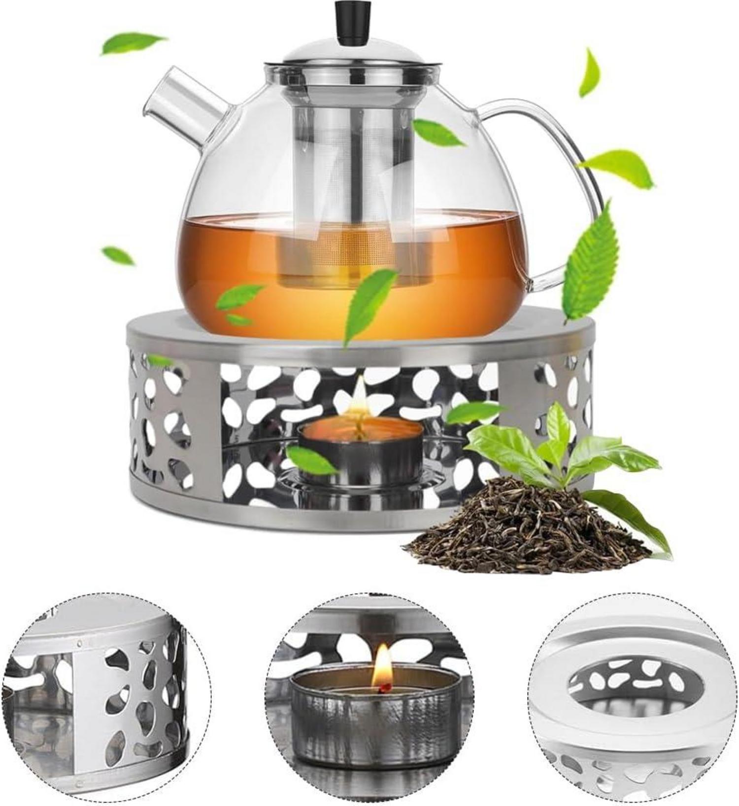 Stövchen Teewärmer Edelstahl Tee Kaffee Heißgetränke Silber