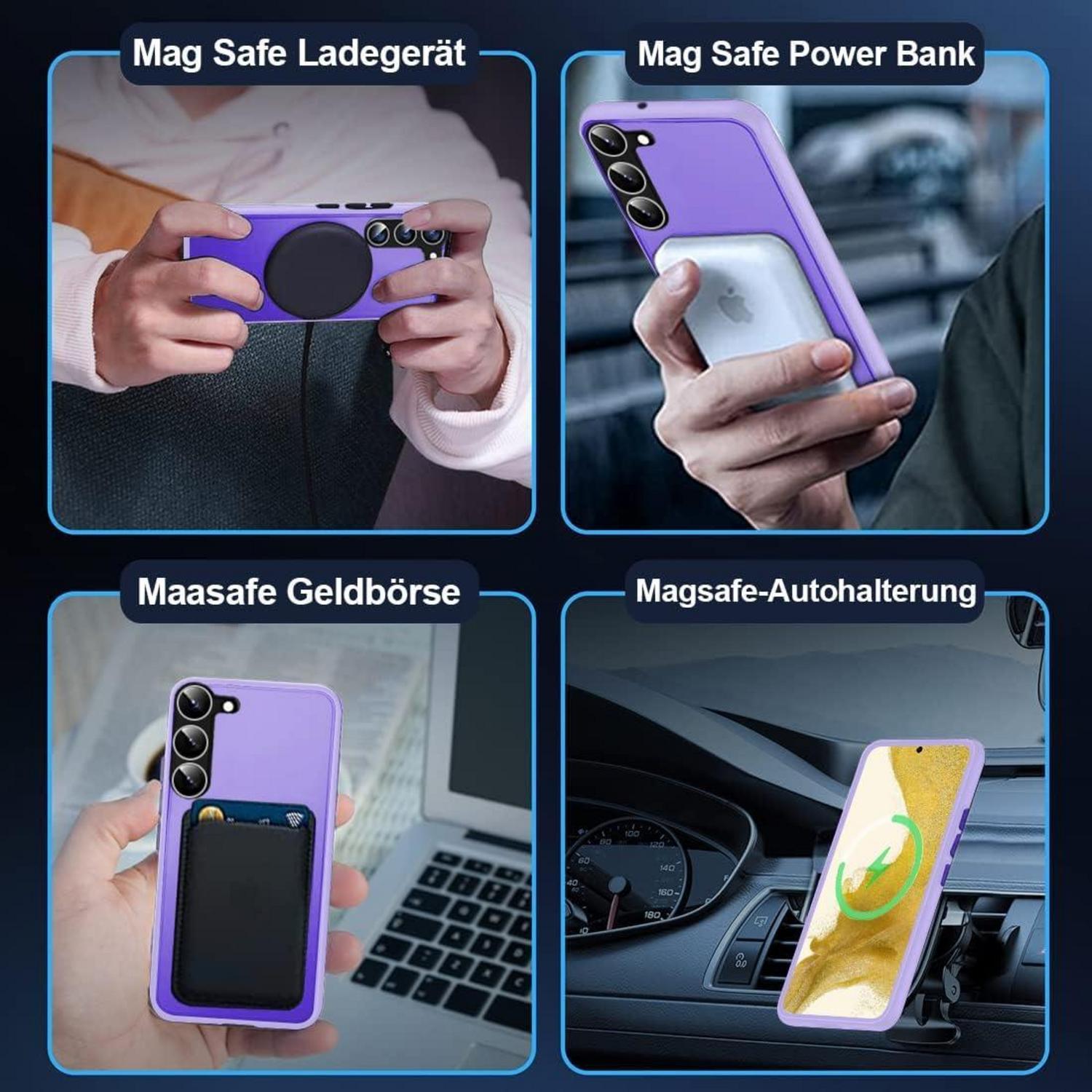 Handyhülle Samsung Galaxy S22 5G Magnetisch Schutzfolie Magsafe Lila