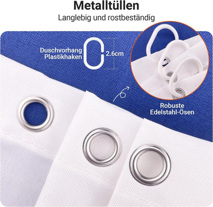 Duschvorhang 300x200cm Blaues Segel Wasserabweisend Waschbar Polyester Stoff Ink. 16 Duschvorhangringe Badezimmer Badezimmer Multi 109 H200 x B300 cm