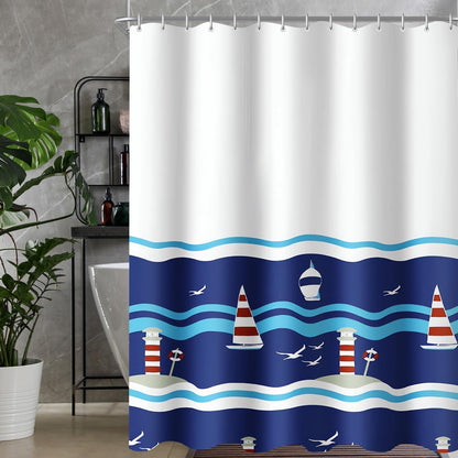 Duschvorhang 300x200cm Blaues Segel Wasserabweisend Waschbar Polyester Stoff Ink. 16 Duschvorhangringe Badezimmer Badezimmer Multi 109 H200 x B300 cm
