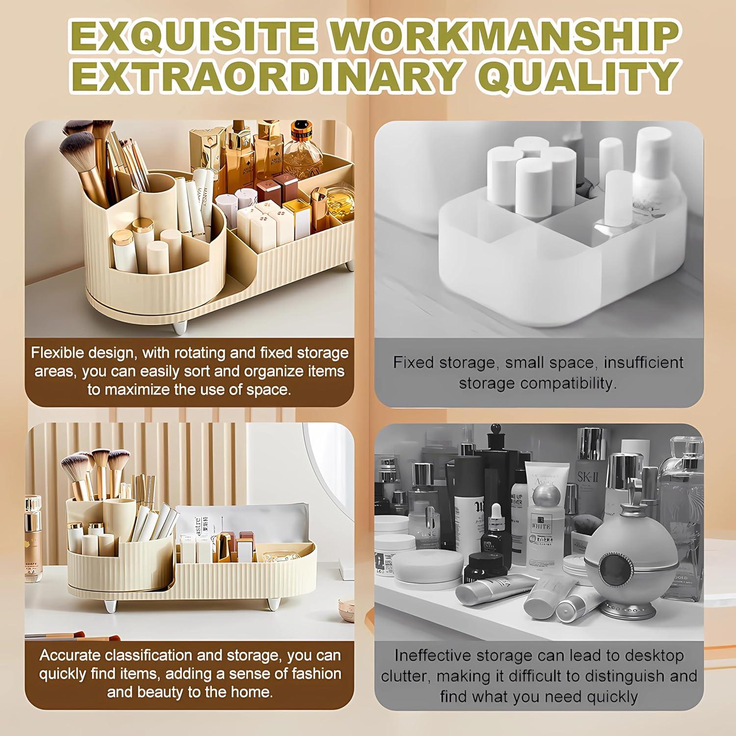 Make up Organizer Drehbar Kosmetik Aufbewahrung Schlafzimmer Bad Beige