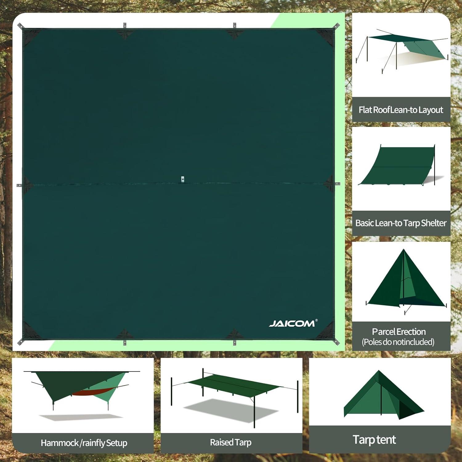 Camping Tarp Wasserdicht 3x3M Ultraleicht Zeltplane UV-Schutz & Schnee