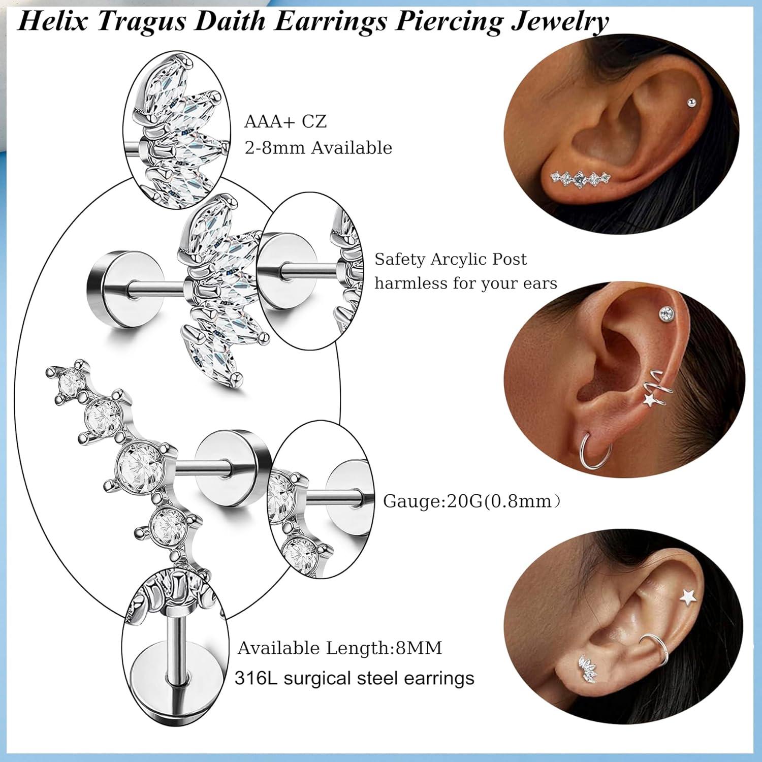 19 Paar Kleine Chirurgenstahl Damen Ohrringe Set Hypoallergen Silber Piercing@foreach Kaufland