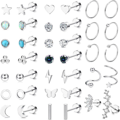 Kleine Ohrringe Set Chirurgenstahl Damen Piercing Ohrstecker
