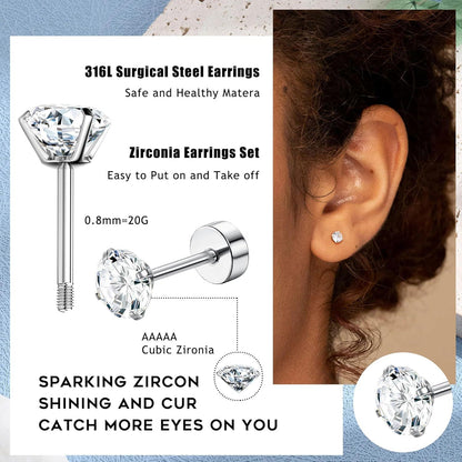 Hypoallergene Chirurgenstahl Ohrringe Set Zirkonia Opal Gold/Silber