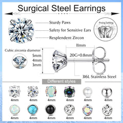 Hypoallergene Ohrringe Chirurgenstahl Damen Set Zirkonia