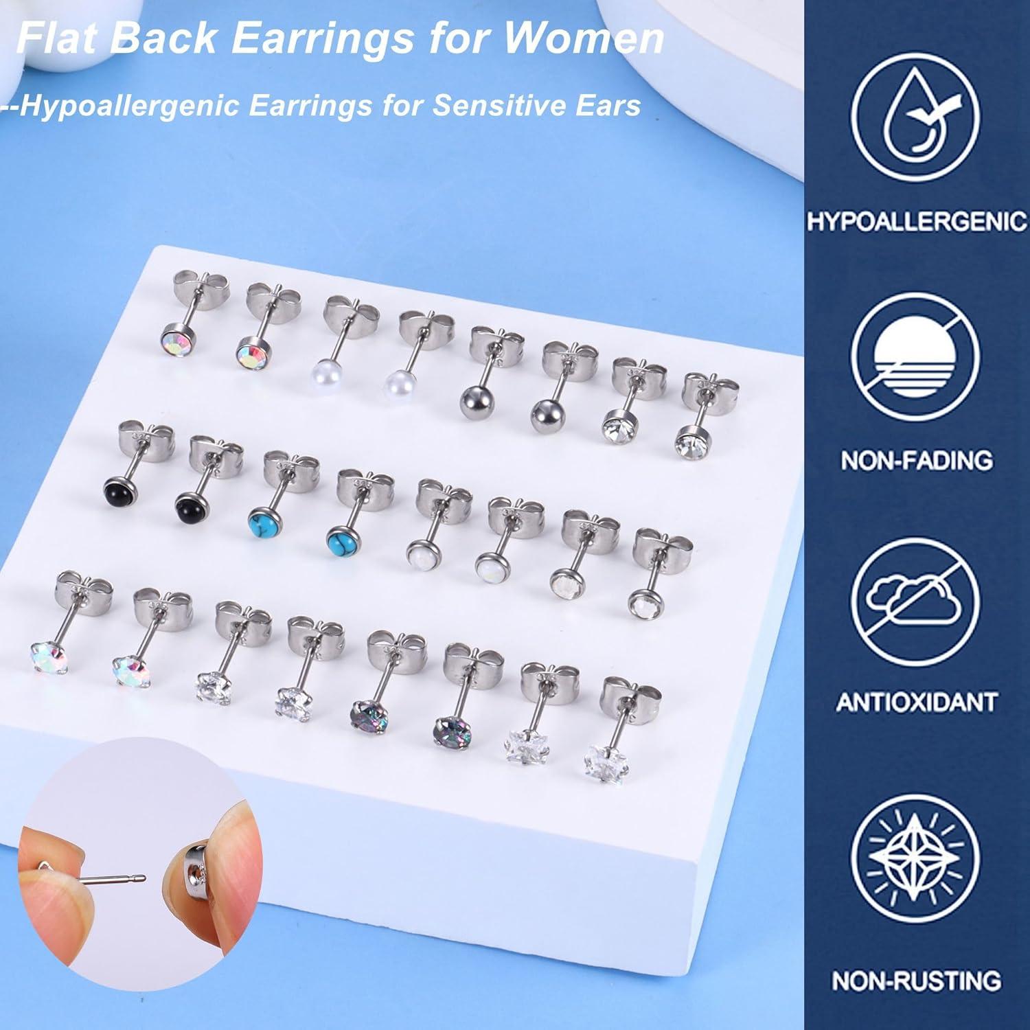 12 Paar Hypoallergene Ohrringe Chirurgenstahl Zirkonia Opal Set