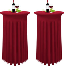 2er-Set Stretch Stehtisch Husse Weinrot Ø 80-85 cm Spandex Tischdecke