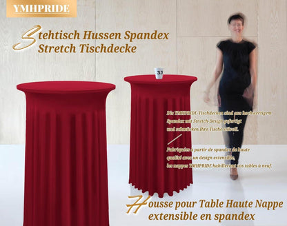 2er-Set Stretch Stehtisch Husse Weinrot für Bistrotisch Ø 80-85 cm