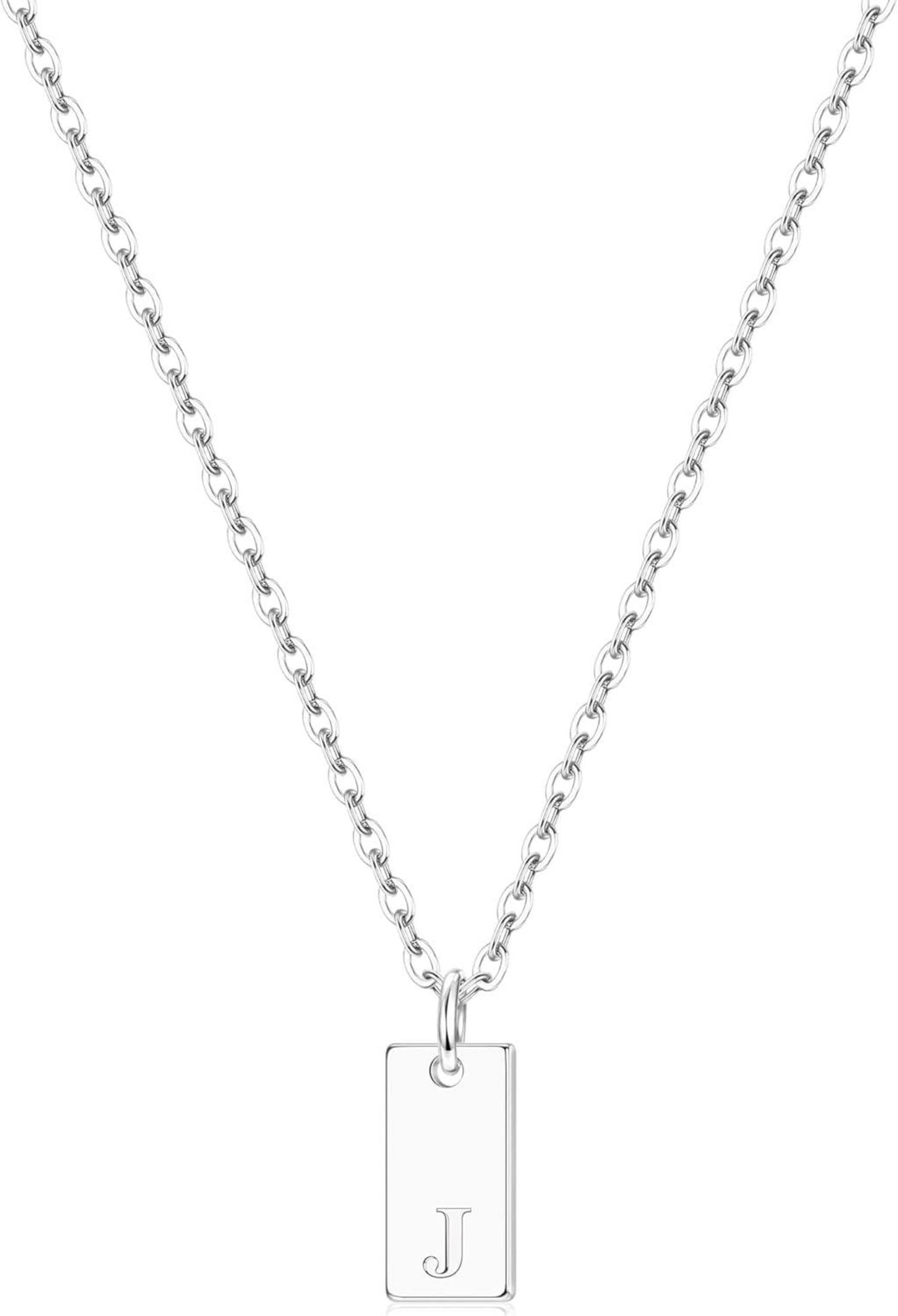 Silber Initial Halskette Damen 925 Buchstaben Anhänger Kette A-Z